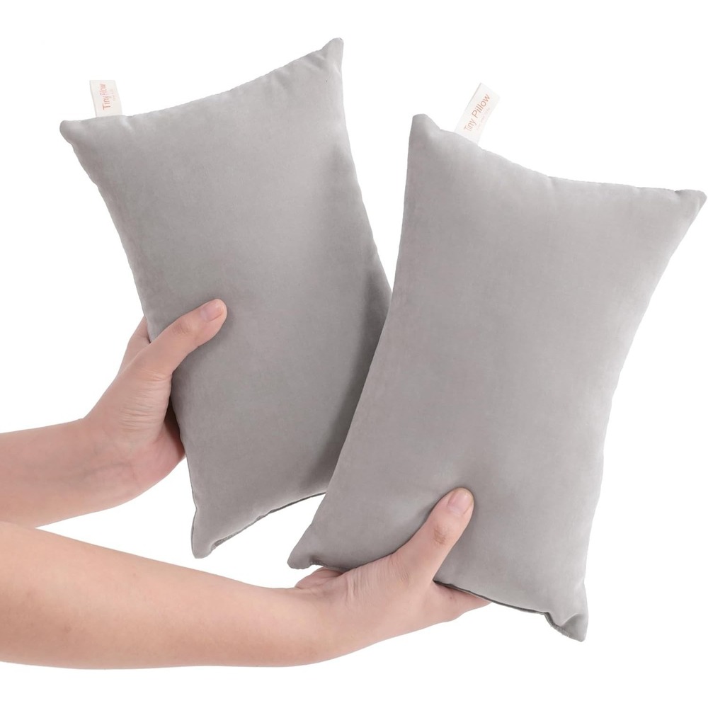 NTBAY Tiny Pillows, Down‎ Alternative 7"x11" Microfiber Travel Pets 2pk Grey NEW